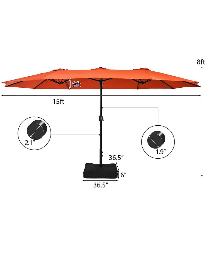 Costway 15 Ft Patio Double Sided Umbrella Outdoor Market Umbrella Macy's