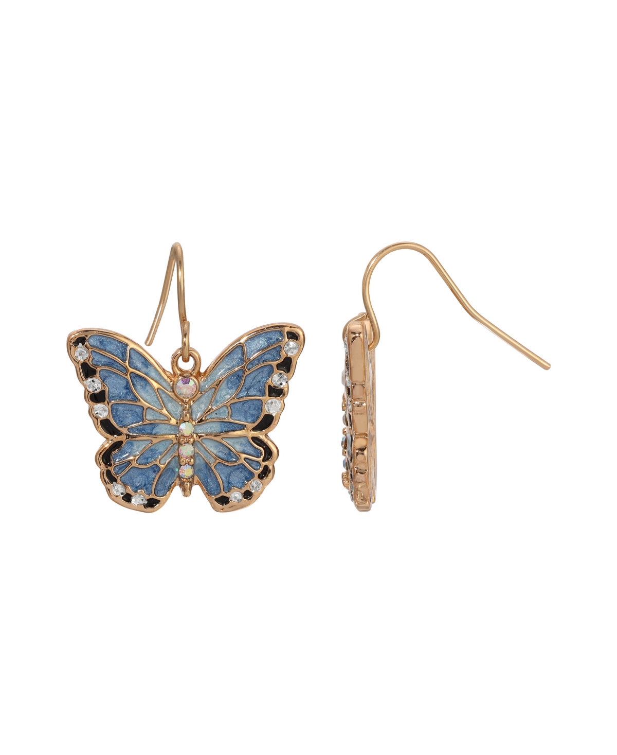 2028 Enamel Crystal Butterfly Earrings In Blue