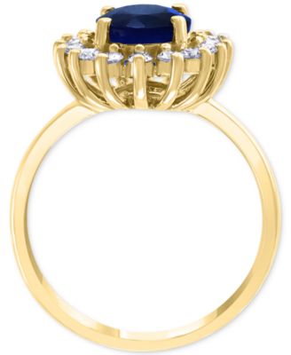EFFY&reg; Sapphire (1-7/8 ct. t.w.) & Diamond (3/8 ct. t.w.) Halo Ring in 14k Gold (Also available in Emerald and White Gold)