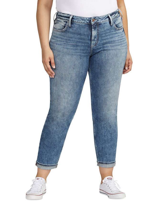 Silver Jeans Co. Plus Size Slim-Leg Boyfriend Denim Jeans - Macy's