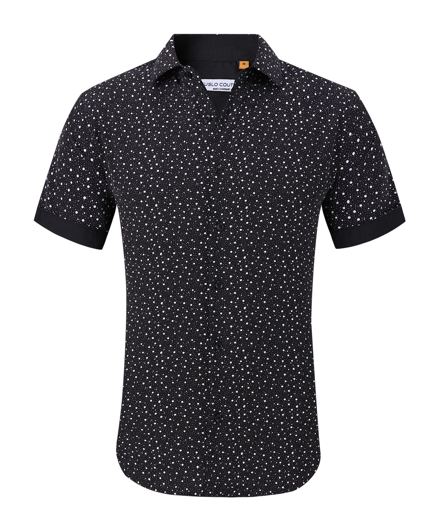 Мужская рубашка Suslo Couture Slim-Fit Geo-Print Performance, цвет: Чёрный, вариант 1 — фото 1