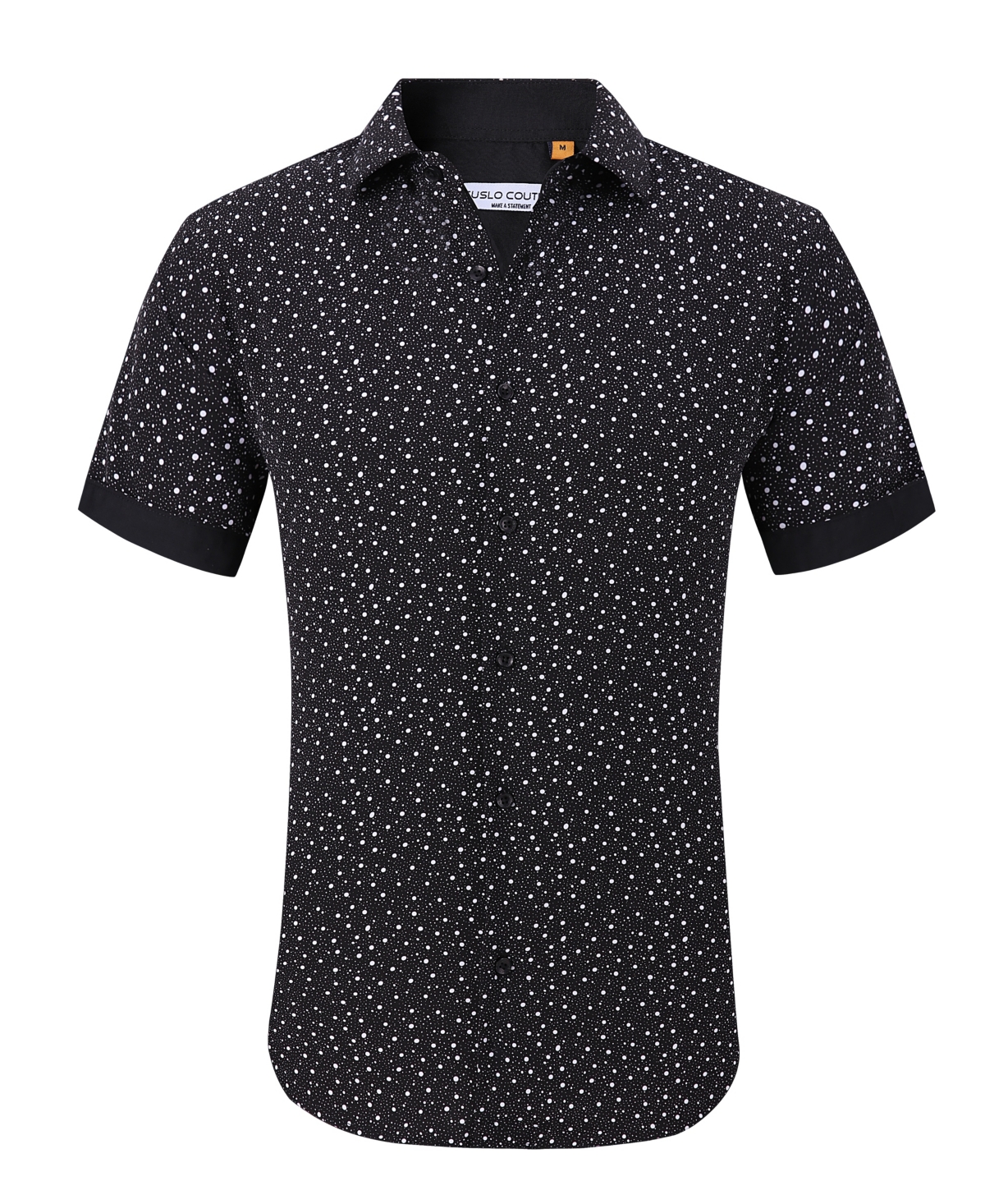 Suslo Couture Men's Slim-fit Geo-print Performance Shirt In Black