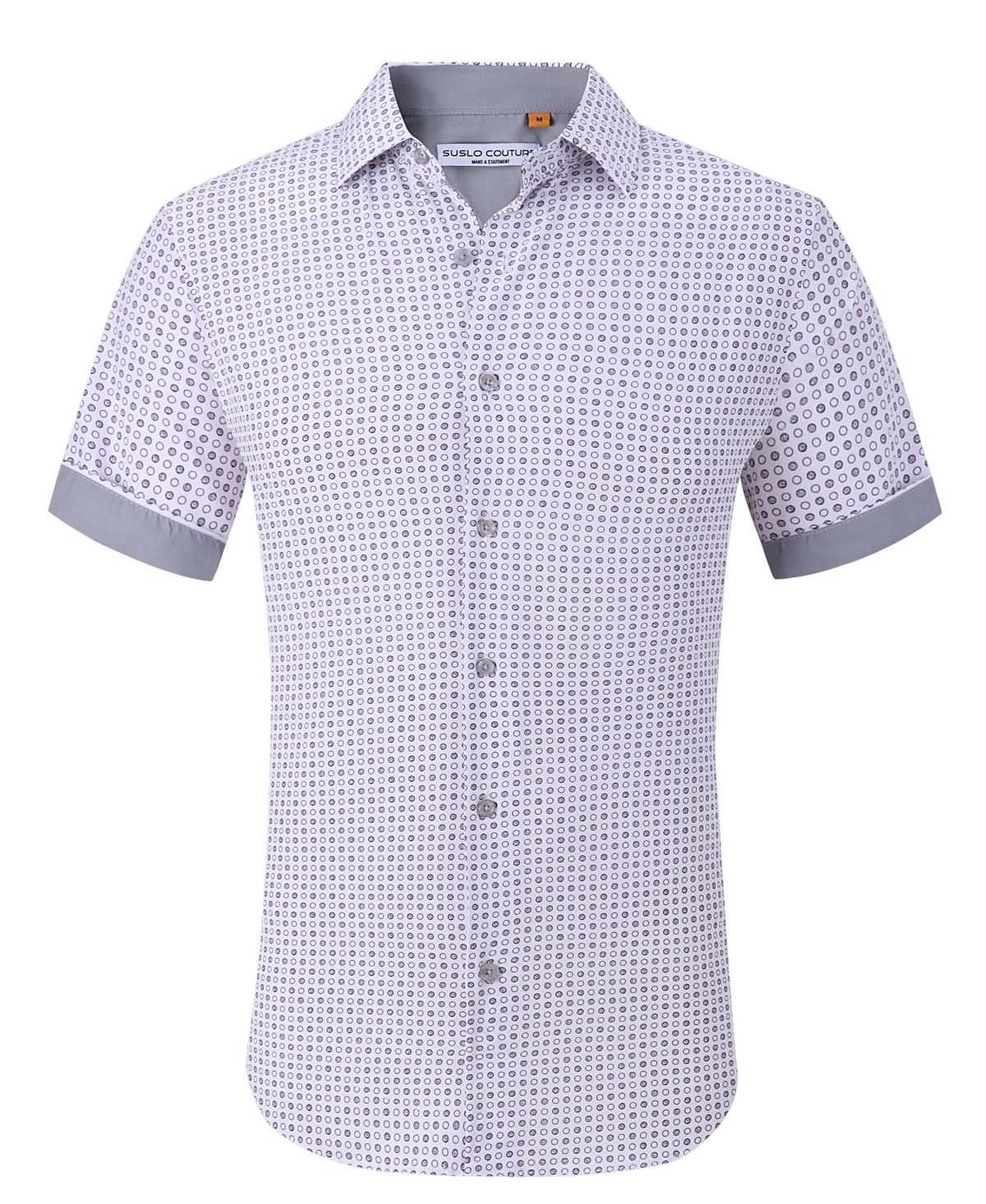 Suslo Couture Men's Slim-fit Geo-print Performance Shirt In White