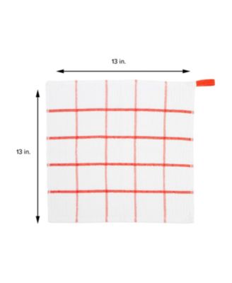 Premier Cotton Dishcloths (12 Pack), Striped Windowpane Pattern, 100% Cotton, 13x13 Absorbent Kitchen Cleaning Dish Towels