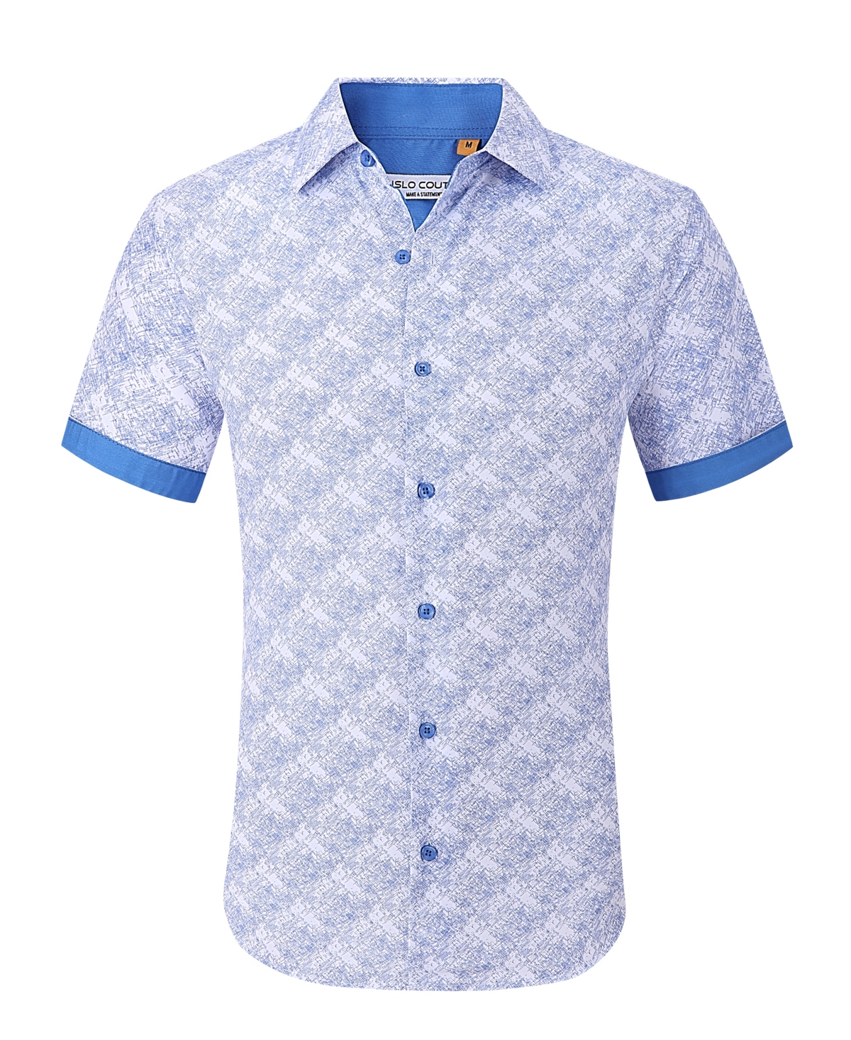Suslo Couture Men's Slim-fit Geo-print Performance Shirt In Flower Blue
