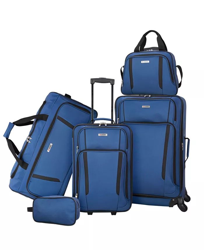 A five-piece set of blue luggage