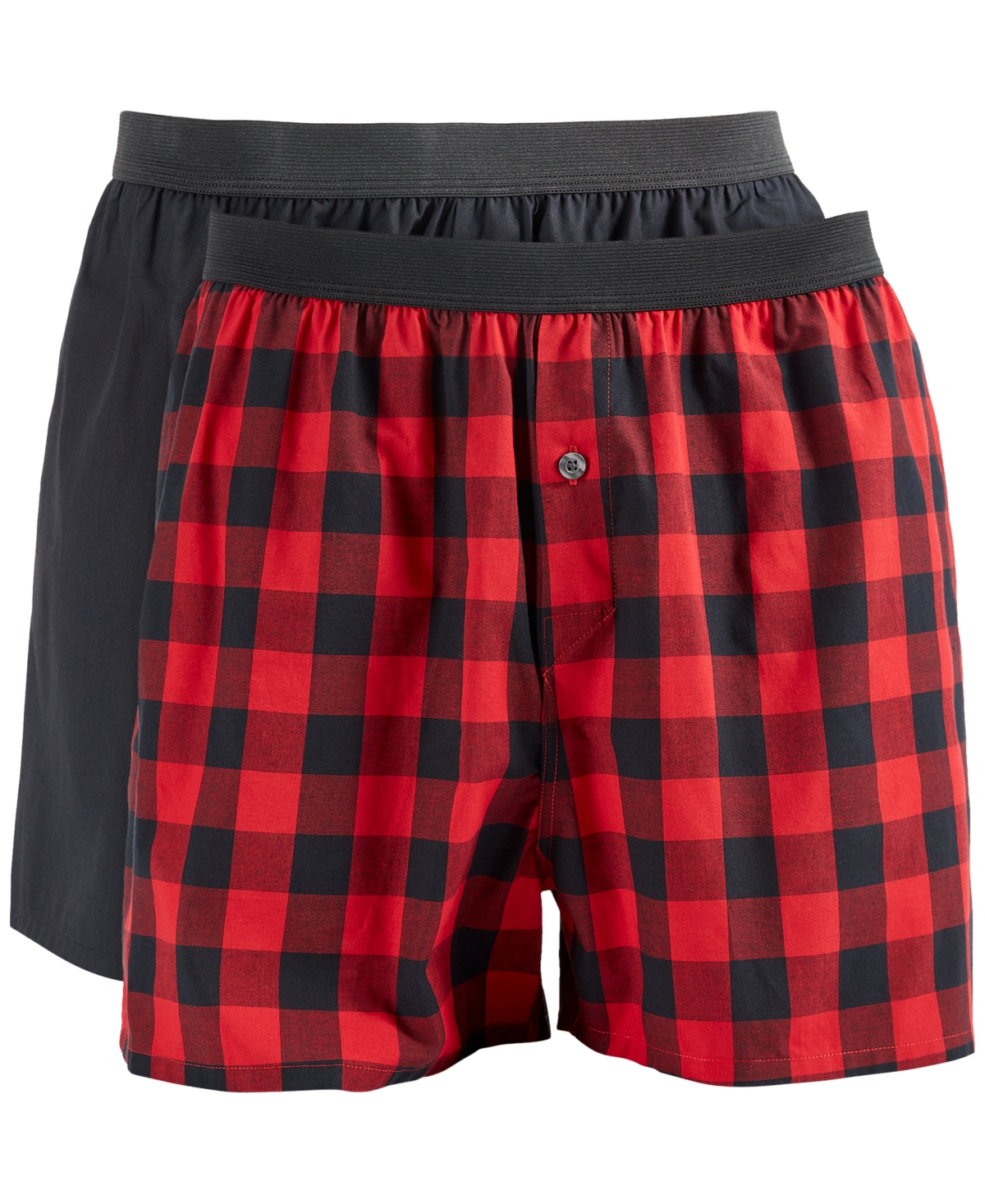 Club Room Men's 2-pk. Buffalo Check & Solid Boxer Shorts, Created for Macy's