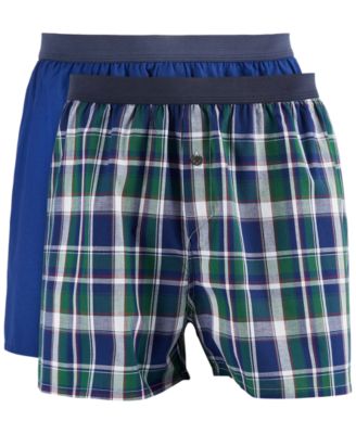 Club Room - Men's 2-pk. Plaid & Solid Boxer Shorts