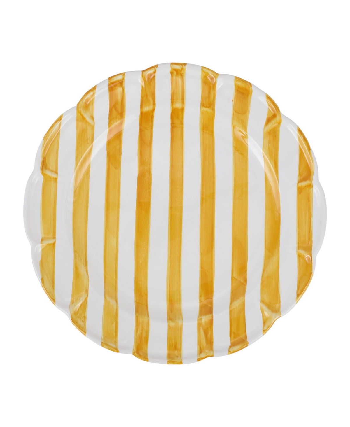 Vietri Amalfitana Stripe Round Platter 14" In Yellow