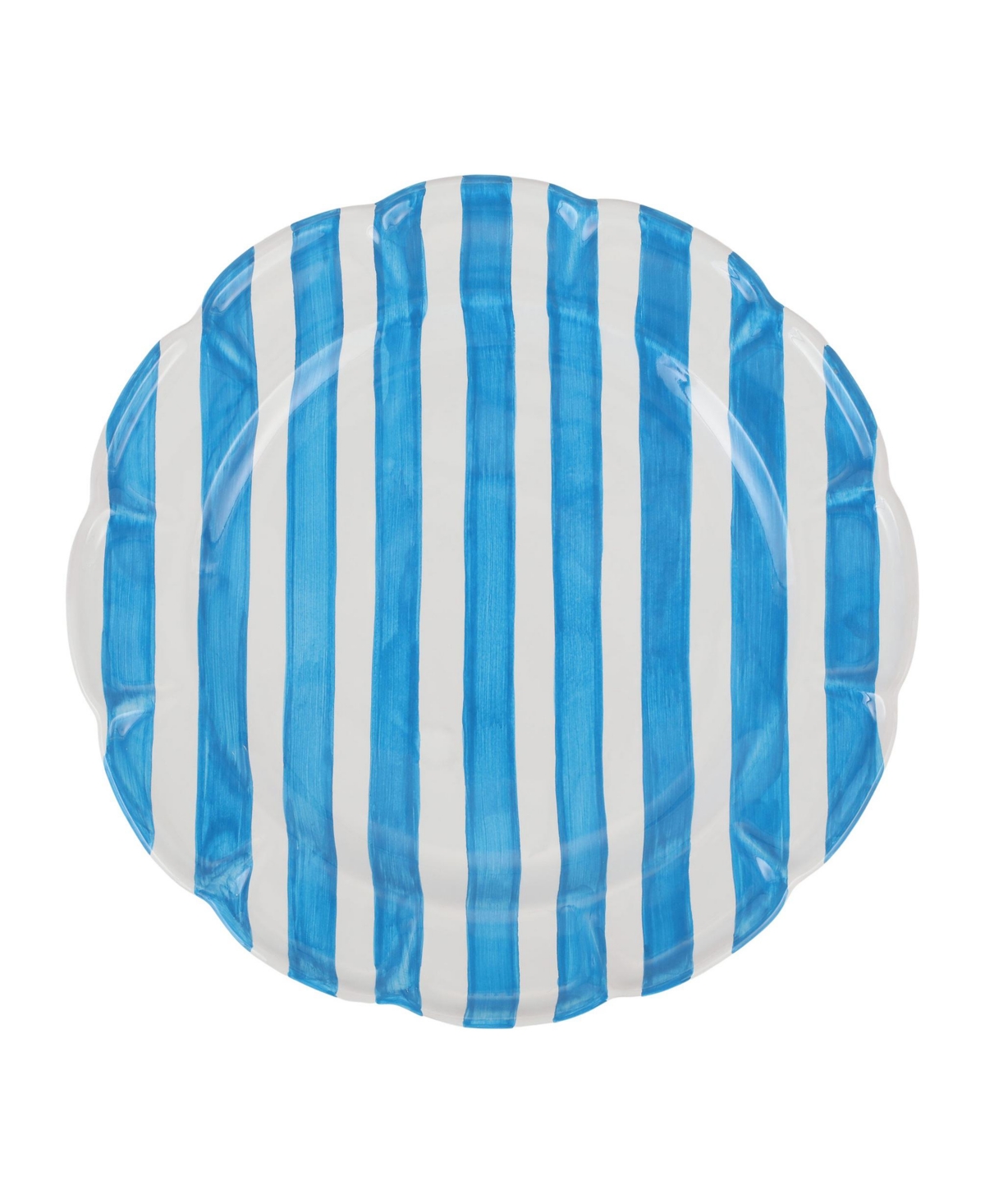 Shop Vietri Amalfitana Stripe Round Platter 14" In Aqua