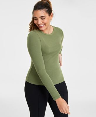 On 34th Women's Ribbed Long-Sleeve Crewneck Top, Created for