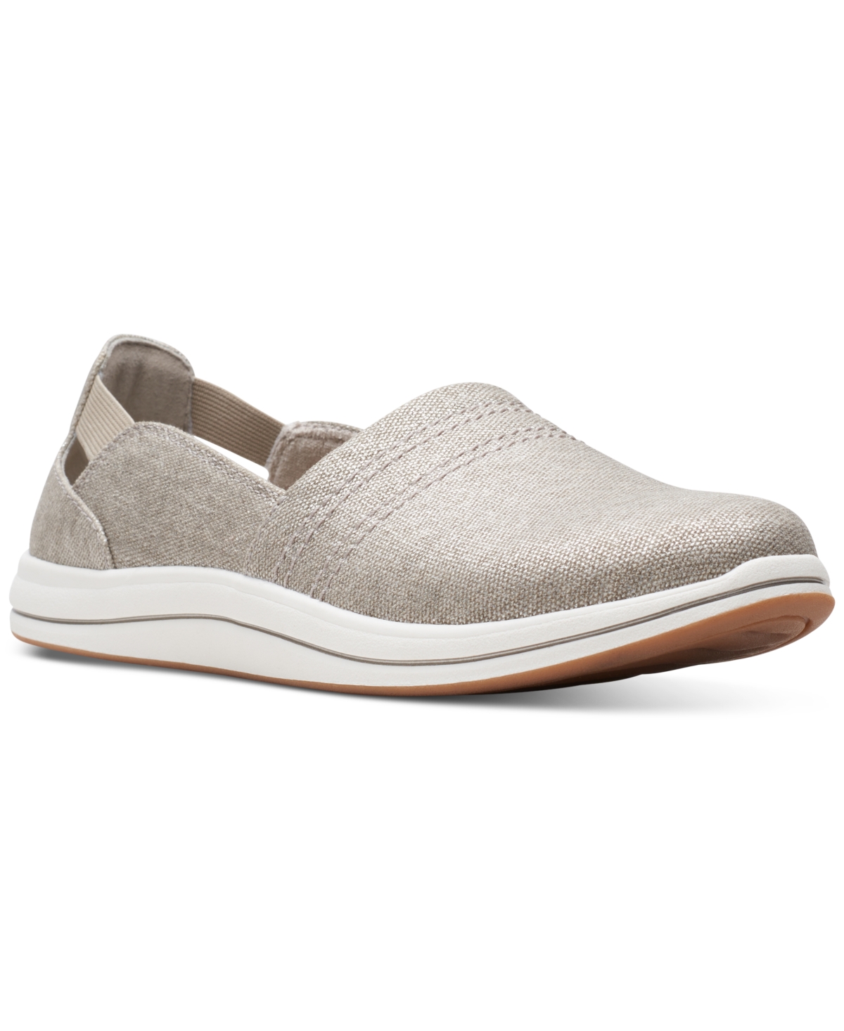 Clarks Women's Cloudsteppers Breeze Step Ii Slip On Sneakers Women's Shoes In Silver Metallic