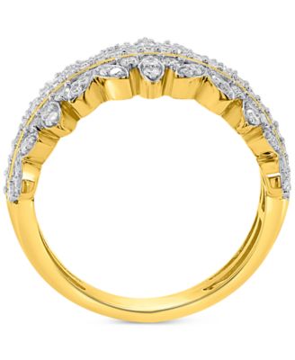 Macy's Diamond Horizontal Cluster Statement Ring (1/2 ct. t.w.) in 14k Gold-Plated Sterling Silver