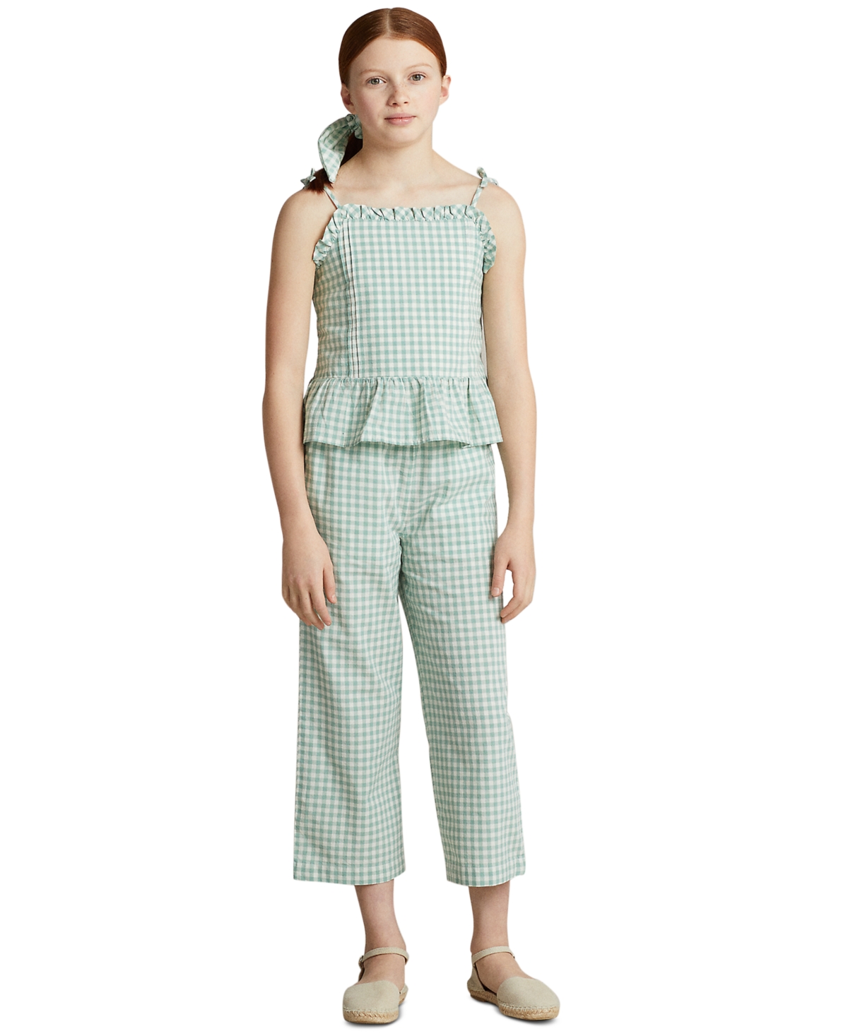 POLO RALPH LAUREN BIG GIRLS GINGHAM CROPPED MADRAS CAPRI PANTS