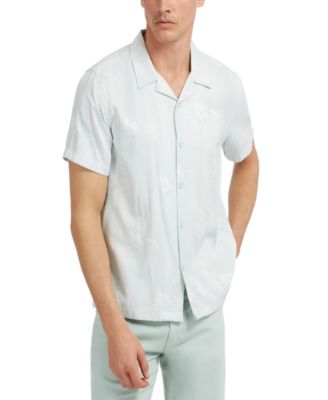 GUESS Roma Floral Stripe Jacquard Button-Down Camp Shirt - Macy