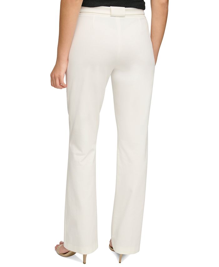 Donna Karan Women's Belted Seamed Slim Straight Trousers - Macy's