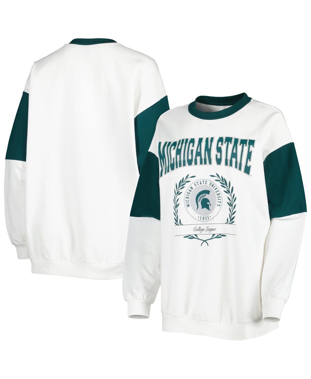 Shop Gameday Couture Women's  White Michigan State Spartans It's A Vibe Dolman Pullover Sweatshirt