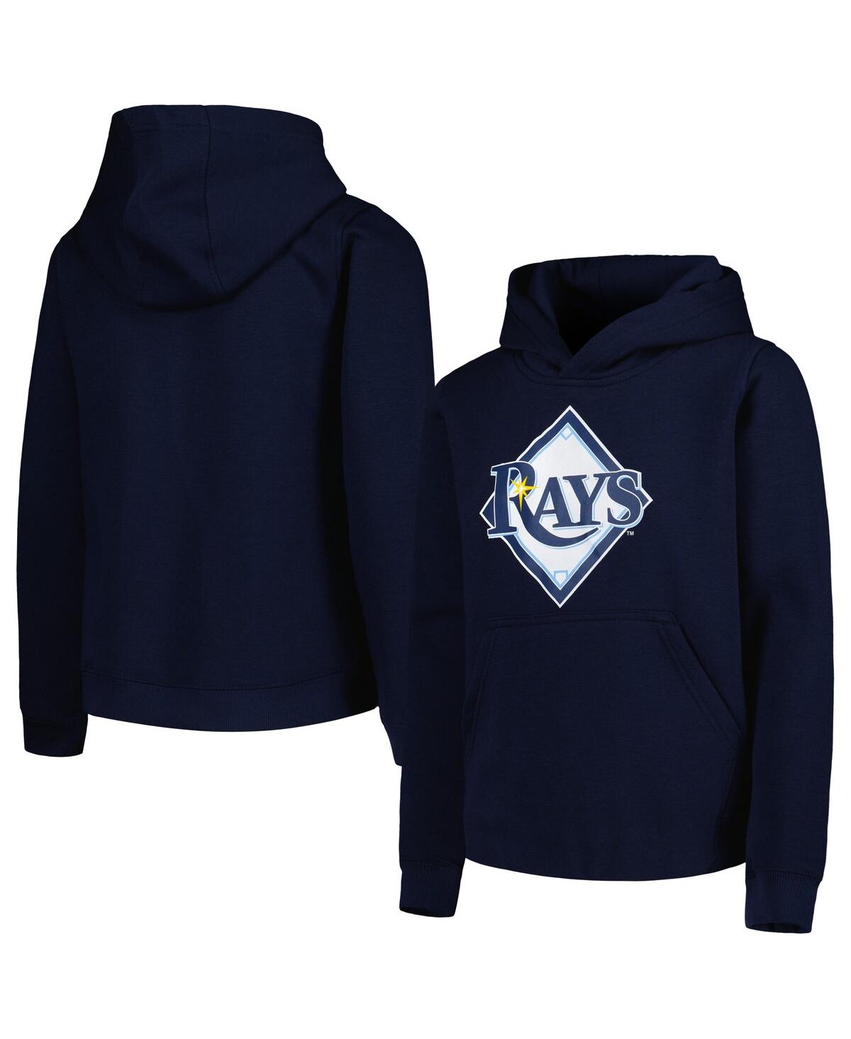 OUTERSTUFF BIG BOYS AND GIRLS NAVY TAMPA BAY RAYS TEAM PRIMARY LOGO PULLOVER HOODIE