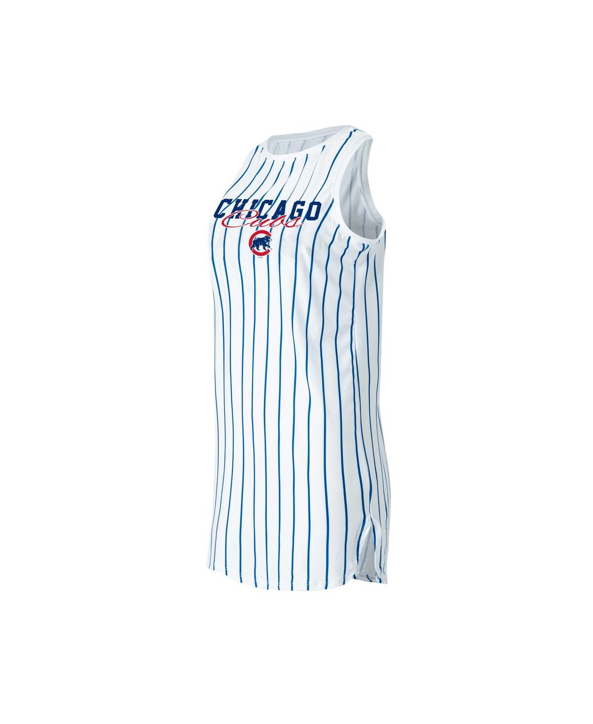 Concepts Sport Women's  White Chicago Cubs Reel Pinstripe Knit Sleeveless Nightshirt