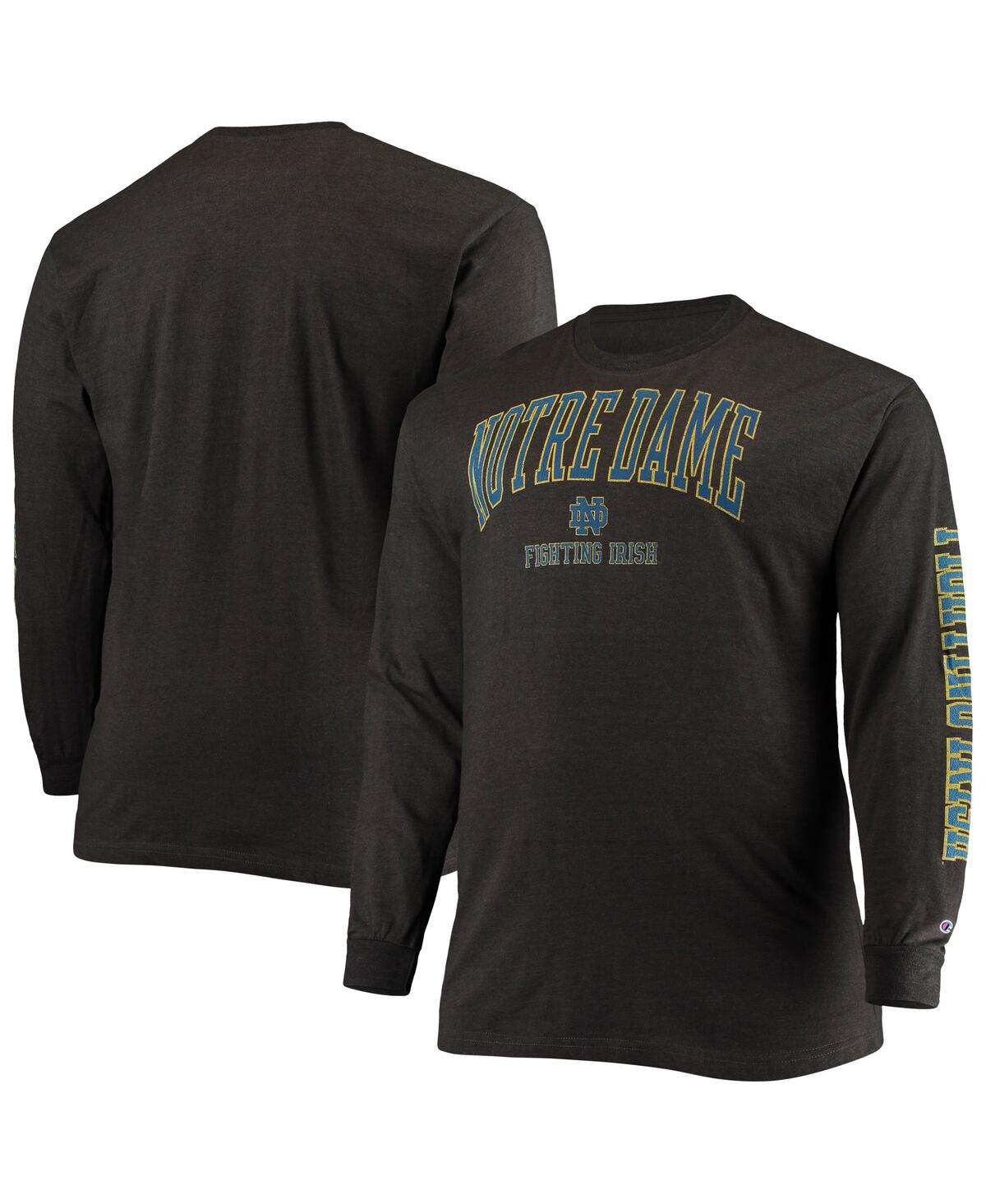 Champion Men's  Heathered Charcoal Notre Dame Fighting Irish Big And Tall 2-hit Long Sleeve T-shirt