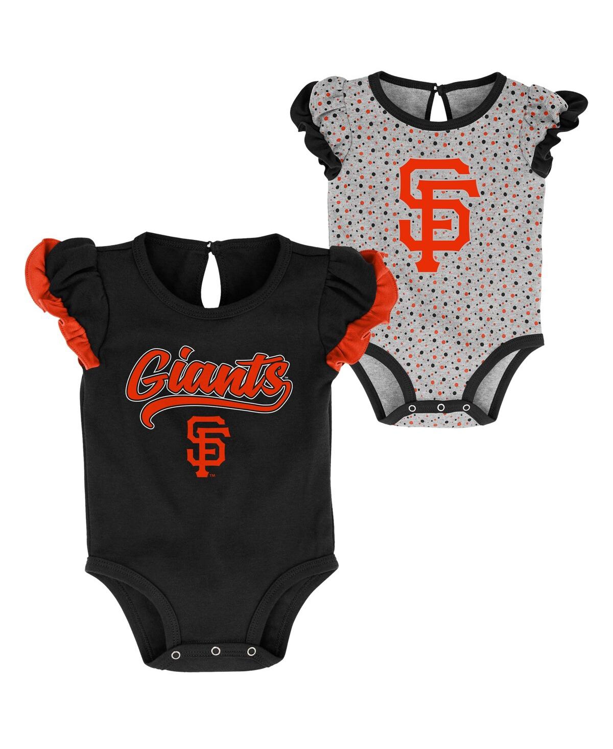 Outerstuff Newborn And Infant Boys And Girls Black, Heathered Gray San Francisco Giants Scream And Shout Two-pa In Black,heathered Gray