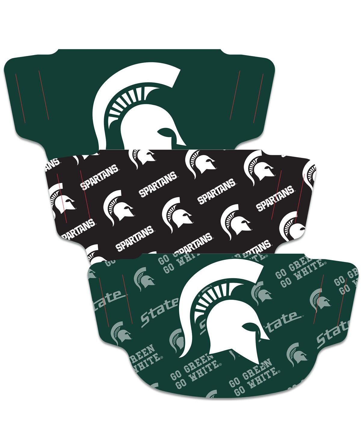 Men's and Women's Wincraft Michigan State Spartans Face Covering 3-Pack - Made In Usa - Green, Black