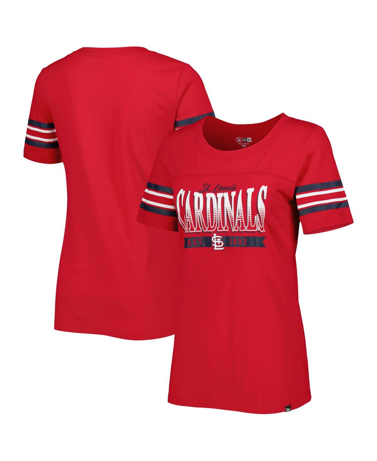 Shop New Era Women's  Red St. Louis Cardinals Team Stripe T-shirt