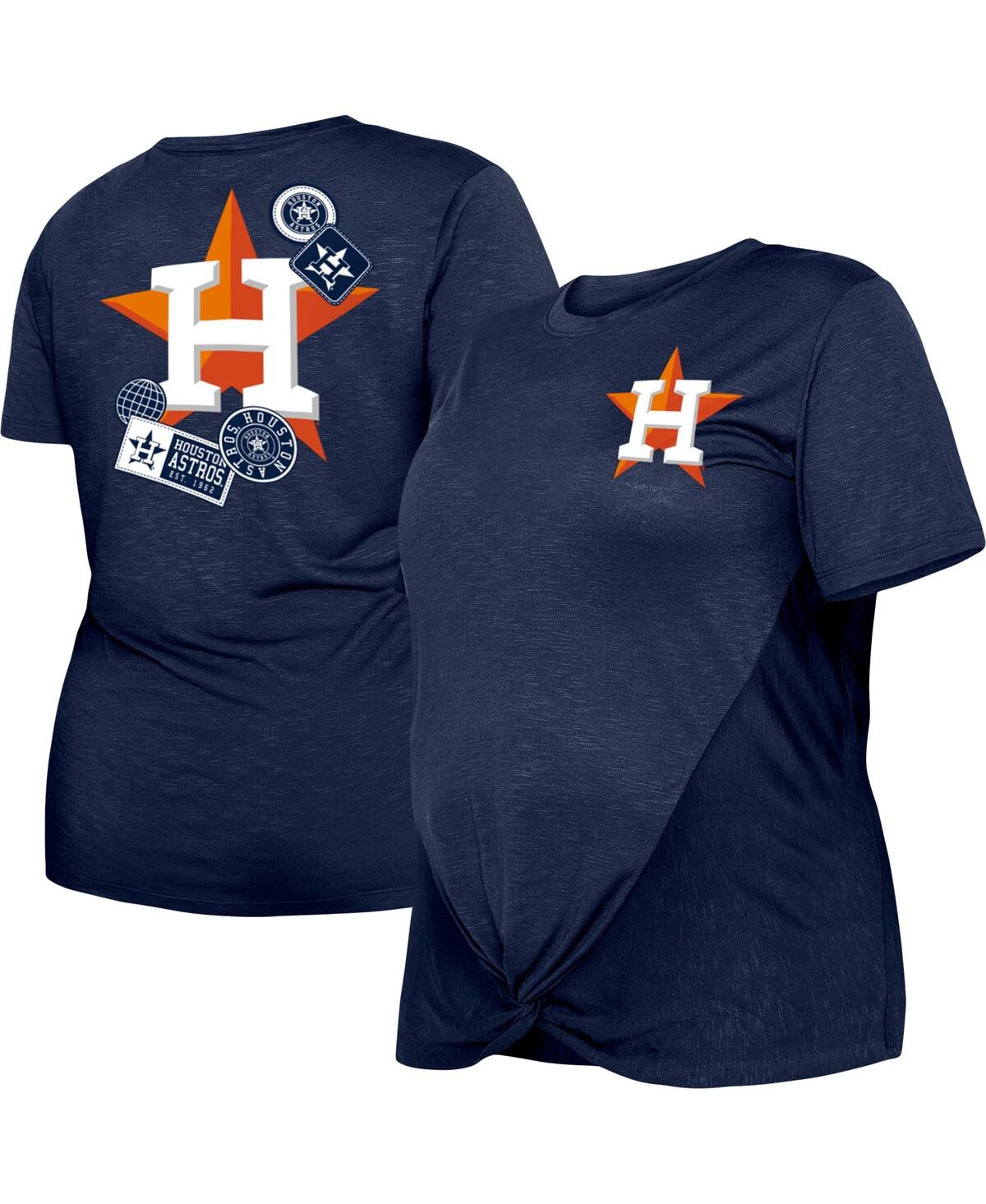 Shop New Era Women's  Navy Houston Astros Plus Size Two-hit Front Knot T-shirt