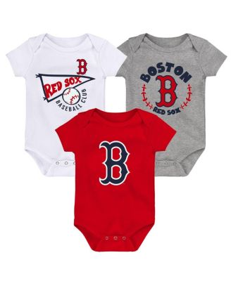 Newborn and Infant Boys and Girls Red, White, Heather Gray Boston Red Sox Biggest Little Fan 3-Pack Bodysuit Set