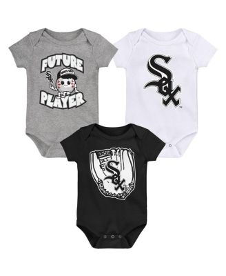 Newborn and Infant Boys and Girls Heather Gray, Black, White Chicago White Sox Minor League Player Three-Pack Bodysuit Set