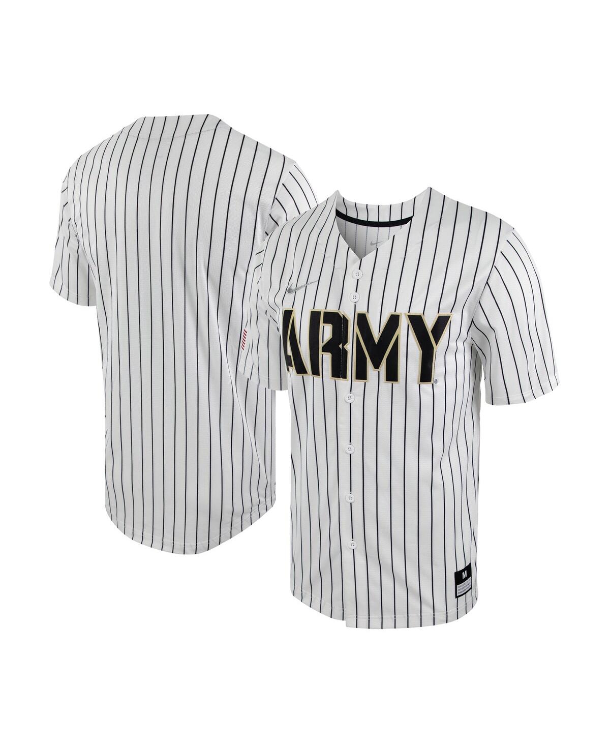 Men's Nike Black Army Black Knights Pinstripe Replica Full-Button Baseball Jersey - Black