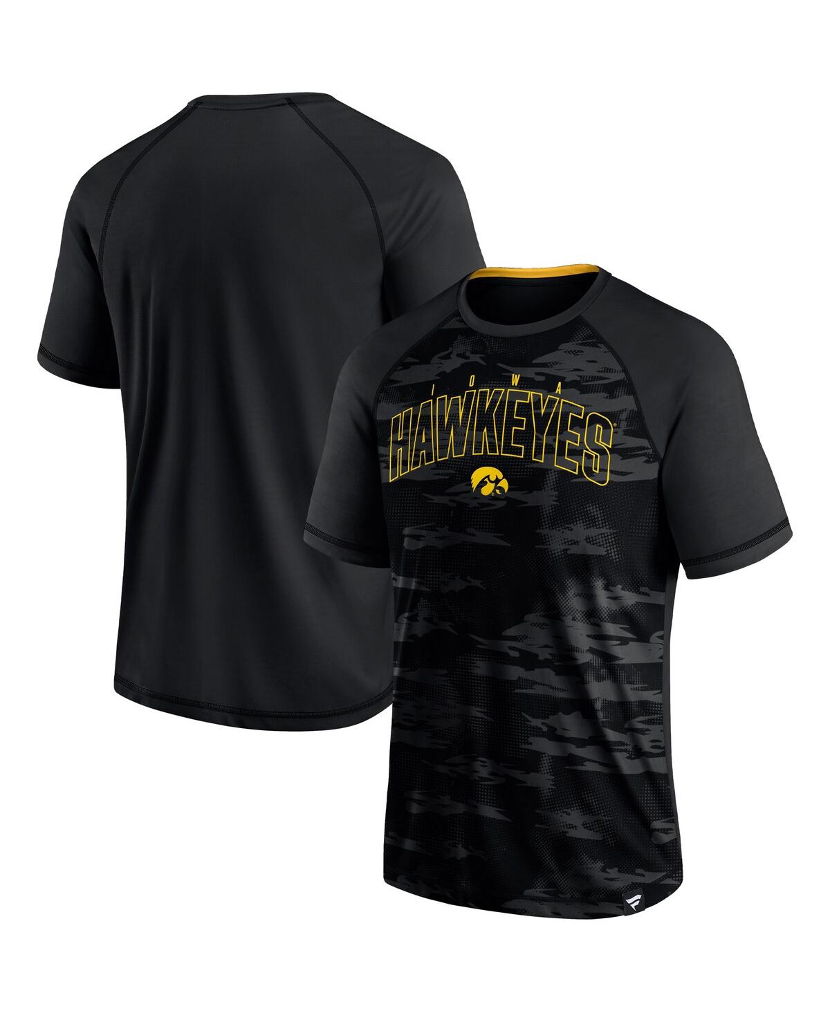 Fanatics Men's  Black Iowa Hawkeyes Arch Outline Raglan T-shirt In Black
