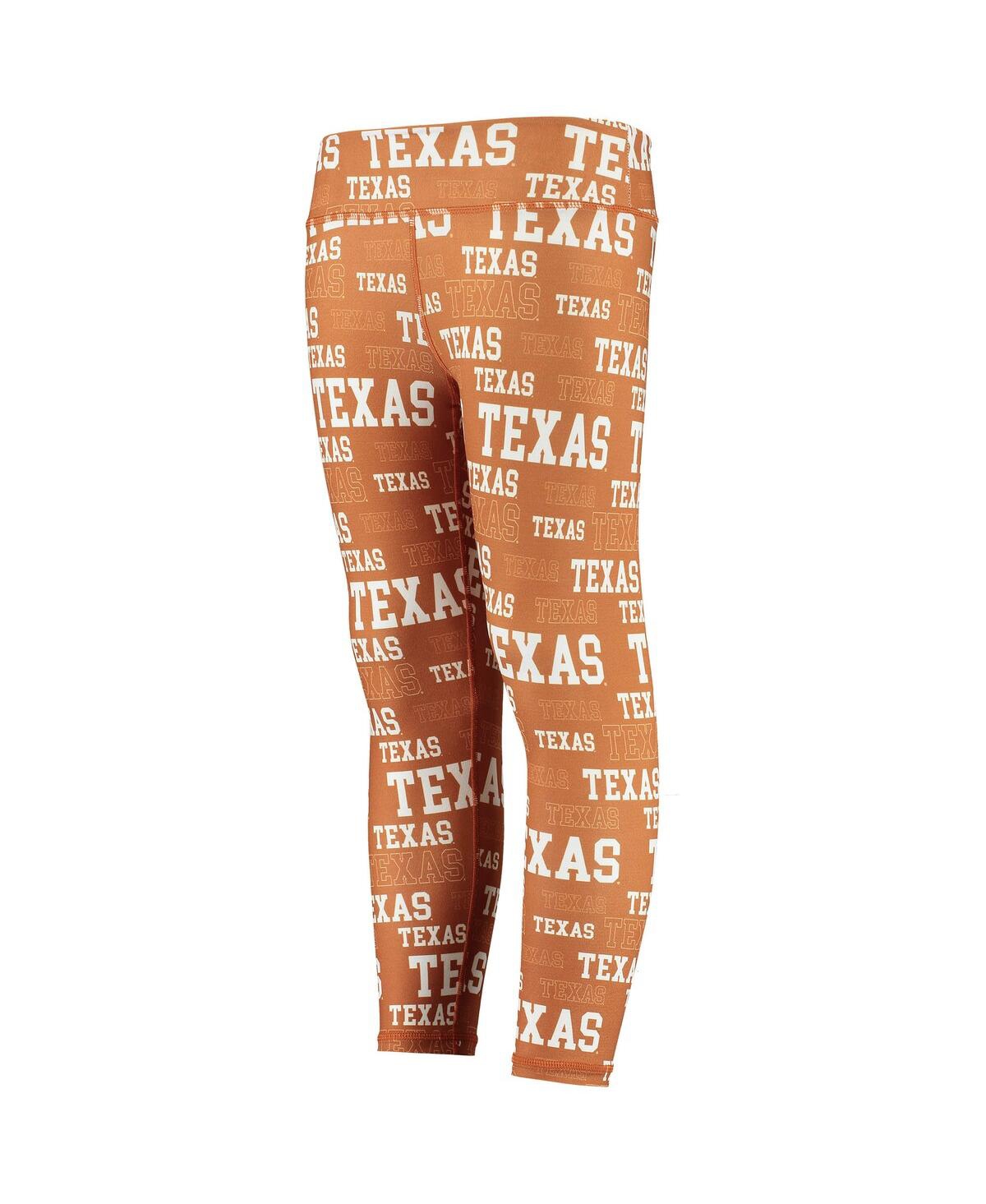Shop Zoozatz Big Girls  Texas Orange, White Texas Longhorns Stacked Mascot Leggings In Texas Orange,white