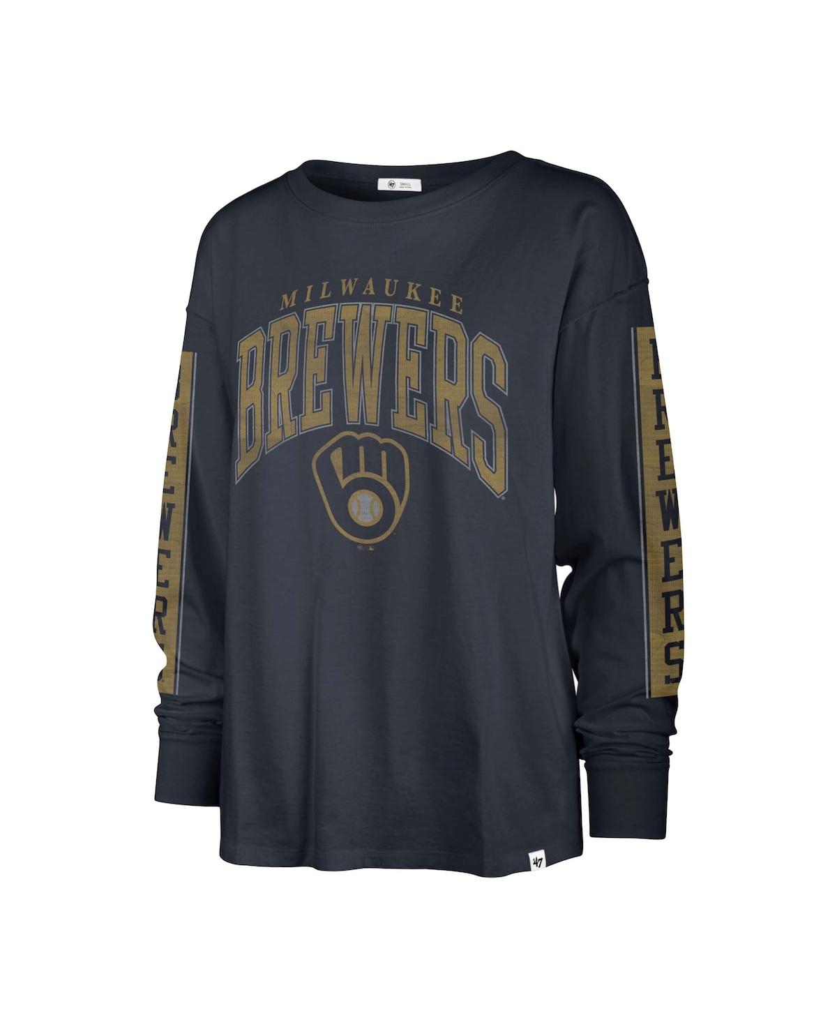 Shop 47 Brand Women's ' Navy Milwaukee Brewers Statement Long Sleeve T-shirt