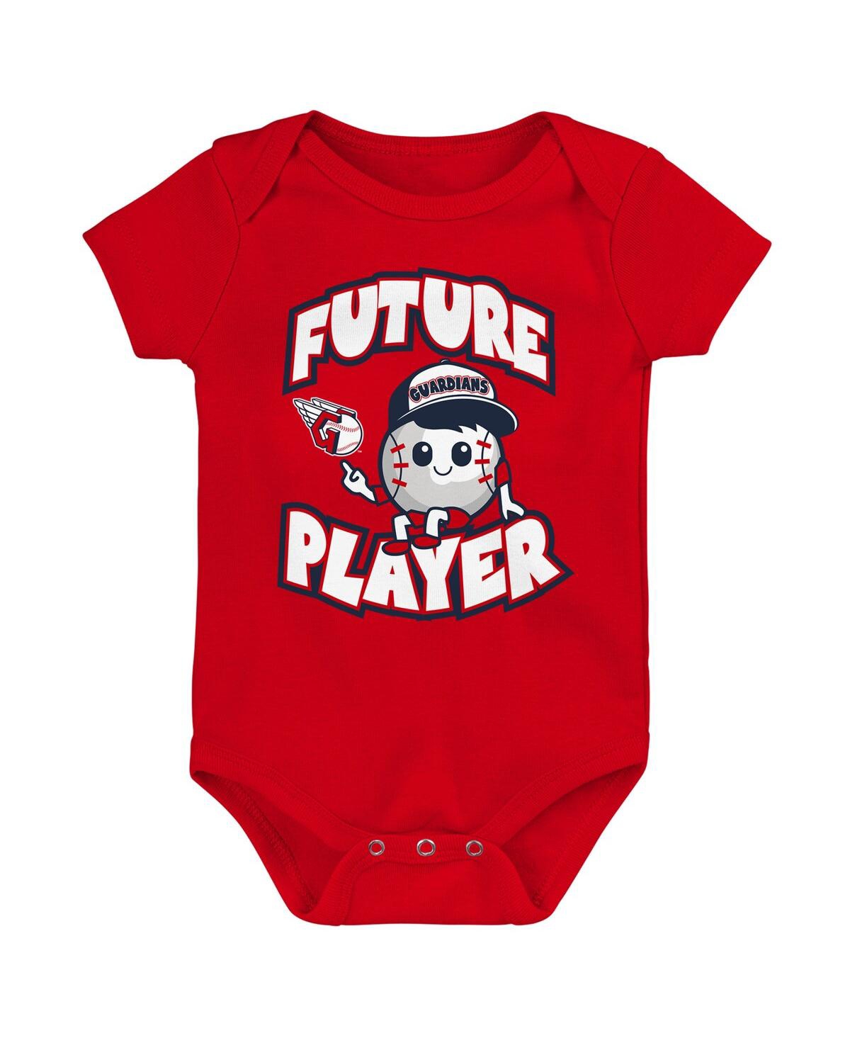 Outerstuff Newborn And Infant Boys And Girls Red, Navy, White Cleveland Guardians Minor League Player Three-pac In Red,navy,white