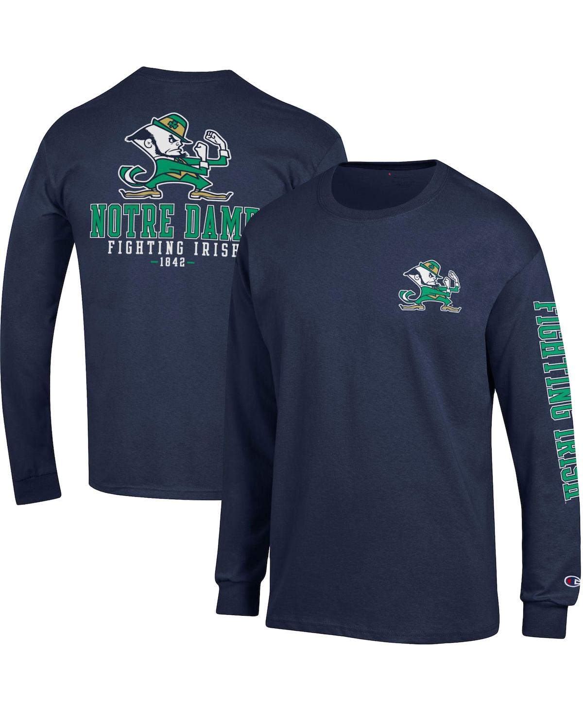 Champion Men's  Navy Notre Dame Fighting Irish Team Stack 3-hit Long Sleeve T-shirt In Navy