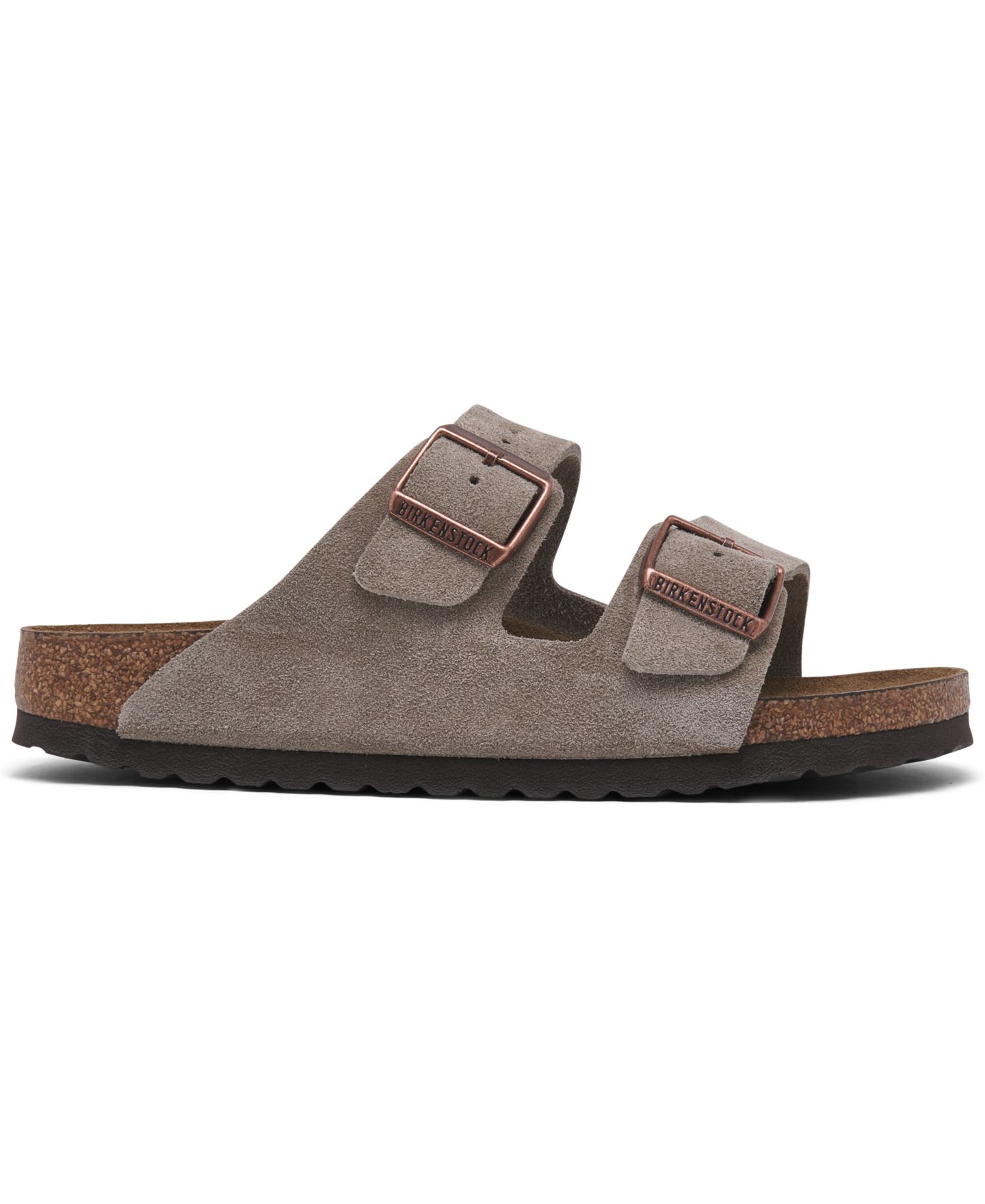Женские сандалии Birkenstock Arizona Soft Footbed Suede Leather, цвет: Бежевый / Серо-коричневый — фото 2