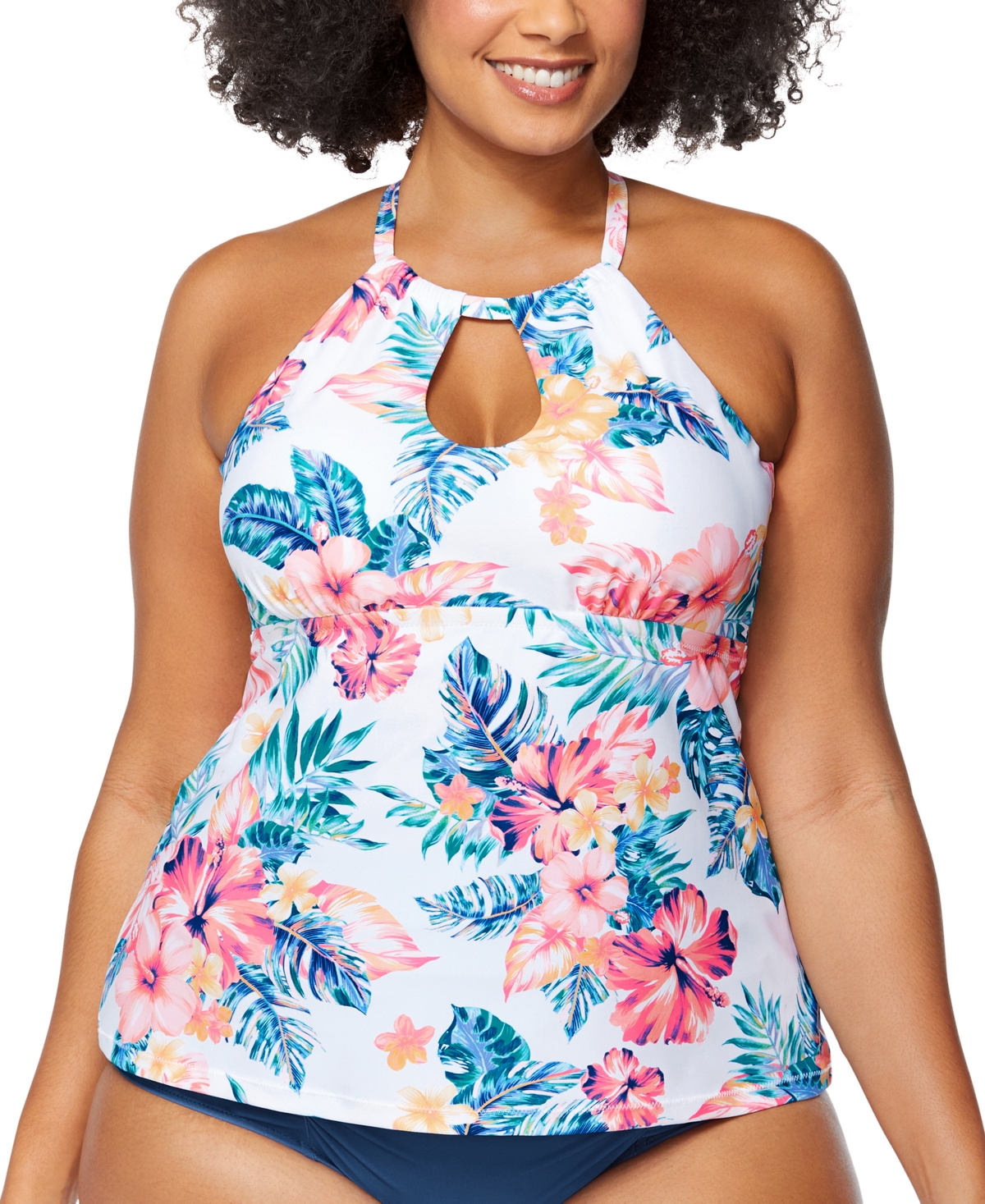 Trendy Plus Size Rosalie Strappy-Back Tankini Top - Out Of Office Multi
