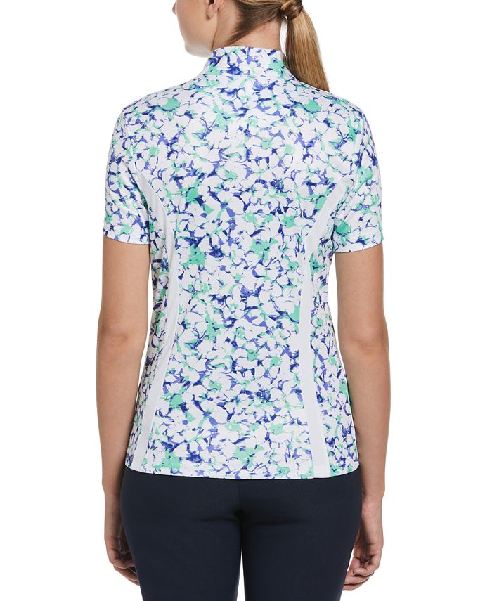PGA TOUR Women's Abstract Floral Print Short Sleeve Golf Shirt Macy's