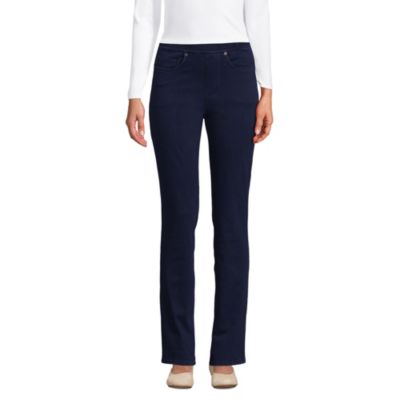 Petite Starfish Mid Rise Knit Denim Straight Jeans