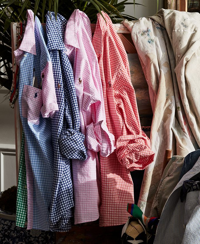 Ralph Lauren Classic Fit Gingham Check Long Sleeve Button-Down Light Flannel Check Shirt cotton white type Vintage Second Hand main image 1