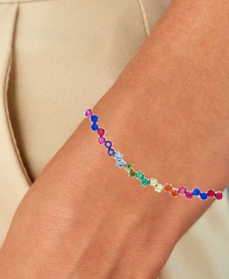 Macy's Multicolor Cubic Zirconia Link Bracelet In Sterling Silver - Macy's