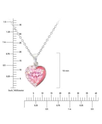 White Cubic Zirconia & Enamel Heart 18" Pendant Necklace (Also in Pink Cubic  Zirconia)