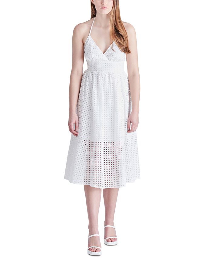 Steve Madden Ressi Eyelet Embroidered Cotton Halter Dress- White