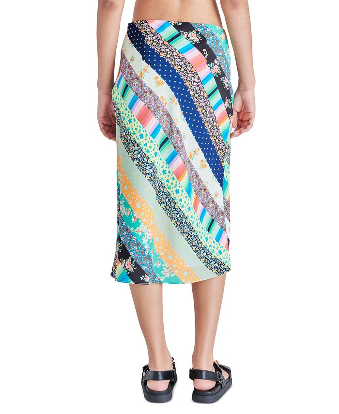 Steve Madden Women's Patchwork Charmeuse Midi Slip Skirt - Macy's