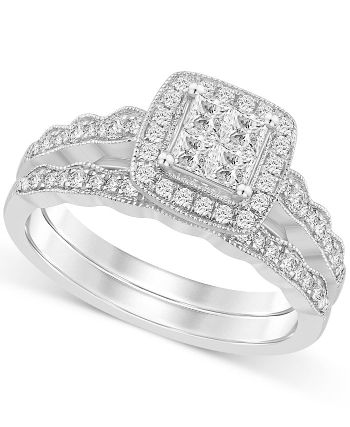 Macy s Diamond Princess Quad Cluster Bridal Set 5 8 ct. t.w. in