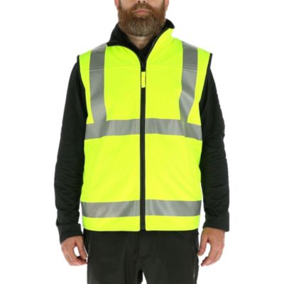 Men's Hi Vis Reversible Softshell Vest - Water-Resistant, Insulated, High-Visibility Safety Work Gear