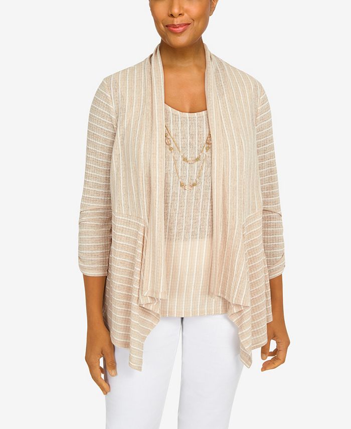 Alfred Dunner Women's Rib Stripe Two For One Top - Macy's
