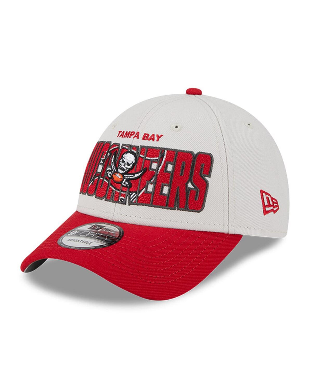 Shop New Era Men's  Stone, Red Tampa Bay Buccaneers 2023 Nfl Draft 9forty Adjustable Hat In Stone,red