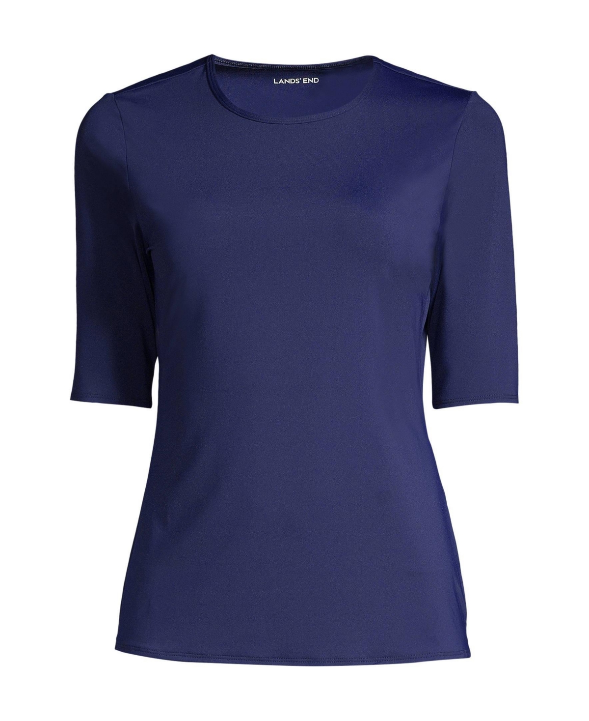 Lands' End Petite Crew Neck Rash Guard Upf 50 Swim Tee